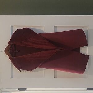 Maroon suede, faux fur women's vest